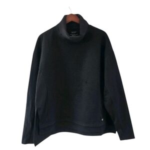 Tahari Sport Black Ribbed Turtle Neck Sweater Womens Size L NEW NWT